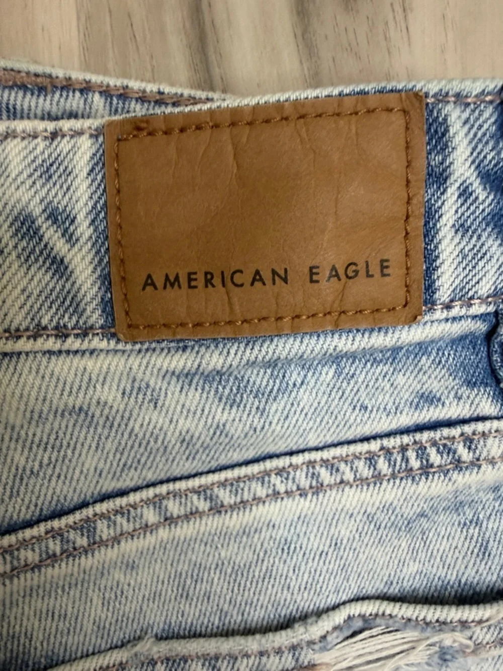 American Eagle Outfitters Light Wash Distressed Denim Shorts